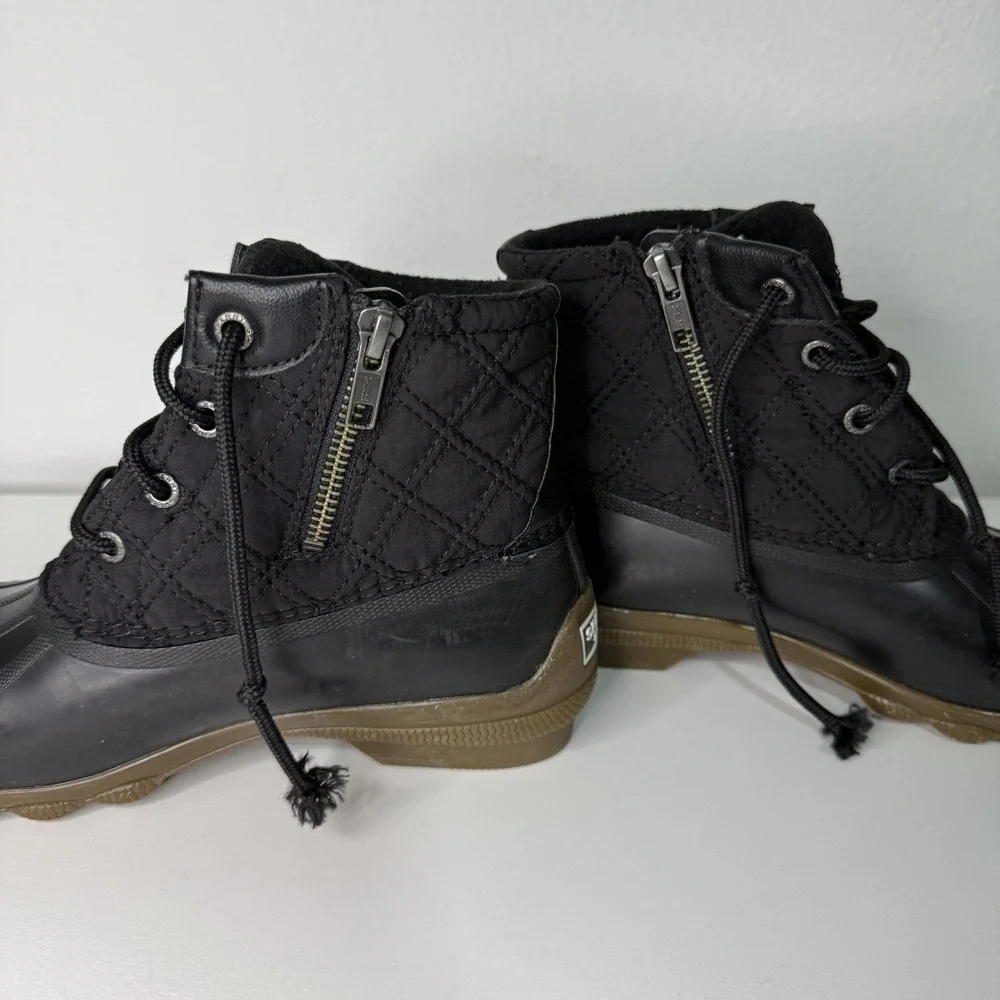 Sperry Women's Size 6 Syren Gulf Wool Quilt Duck Boots STS84450 Black Waterproof